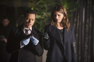  Castle Preview: Castle, P.I. (Season 7 Episode 11) CASTLE - "Castle, P.I." - After being forbidden to work with Kate Beckett or the 12th Precinct, Castle obtains a P.I. license and shows up unannounced at Beckett's crime scene, hoping to investigate alongside her as a private eye. But things don't go as Castle had planned, on "Castle," MONDAY, JANUARY 12 (10:01-11:00 p.m., ET) on the ABC Television Network. (ABC/Colleen Hayes)
SEAMUS DEVER, STANA KATIC