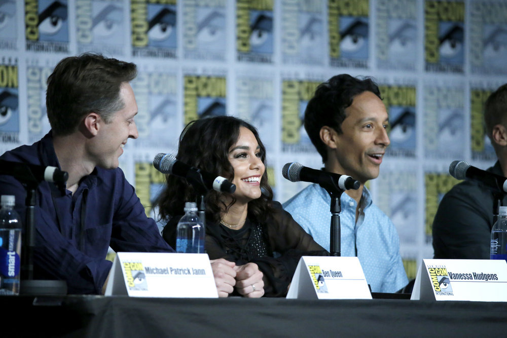 COMIC-CON INTERNATIONAL: SAN DIEGO 2016 -- "Powerless Press Room and Carpet" -- Pictured: (l-r) Ben Queen, Vanessa Hudgens, Danny Pudi -- (Photo by: Mark Davis/NBC) 5 Reasons You Should Be Excited About NBC’s ‘Powerless’ 