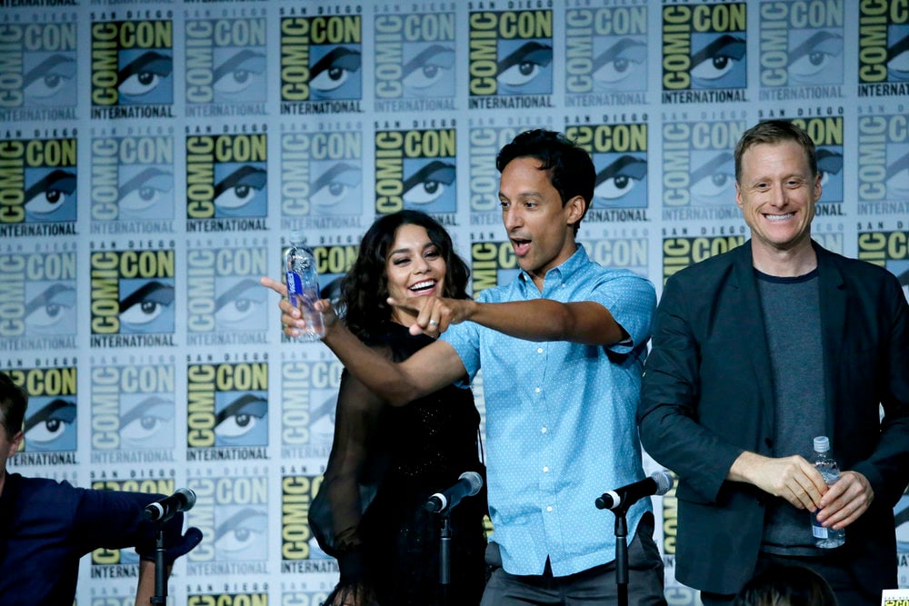 COMIC-CON INTERNATIONAL: SAN DIEGO 2016 -- "Powerless Press Room and Carpet" -- Pictured: (l-r) Vanessa Hudgens, Danny Pudi, Alan Tudyk -- (Photo by: Mark Davis/NBC) 5 Reasons You Should Be Excited About NBC’s ‘Powerless’ 