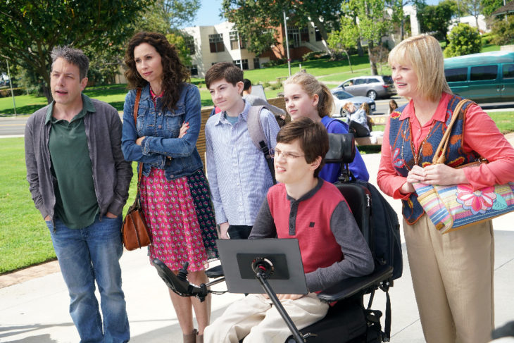 SPEECHLESS- "Pilot" - Maya DiMeo moves her family to a new, upscale school district when she finds the perfect situation for her eldest son, JJ, who has cerebral palsy. While JJ and daughter Dylan are thrilled with the move, middle son Ray is frustrated by the family's tendencies to constantly move, since he feels his needs are second to JJ Soon, Maya realizes it is not the right situation for JJ and attempts to uproot the family again. But JJ connects with Kenneth, the school's groundskeeper, and asks him to step in as a his caregiver, and Ray manages to convince Maya to give the school another chance, on the series premiere "Speechless" WEDNESDAY, SEPTEMBER 21 (8:30-9:00 p.m. EDT), on the ABC Television Network. (ABC/Adam Taylor)