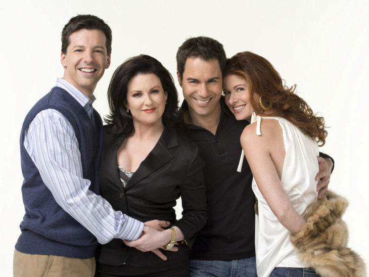 WILL & GRACE -- Season 8 -- Pictured: (l-r) Sean Hayes as Jack McFarland, Megan Mullally as Karen Walker, Eric McCormack as Will Truman, Debra Messing as Grace Adler -- (Photo by: George Lange/NBC)