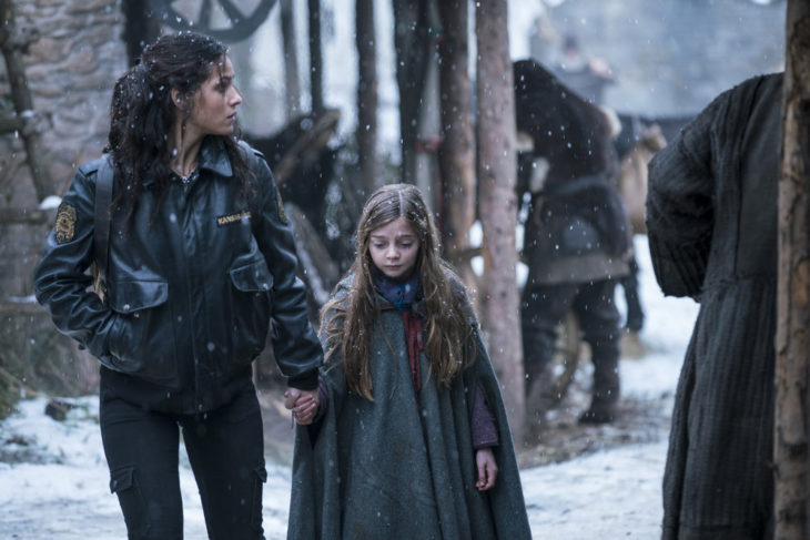 EMERALD CITY -- "Science and Magic" Episode 104 -- Pictured: (l-r) Adria Arjona as Dorothy, Rebeka Rea as Sylive -- (Photo by: David Lukacs/NBC)