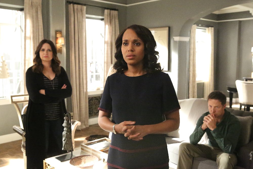 KATIE LOWES, KERRY WASHINGTON, GEORGE NEWBERN | Tell-Tale TV SCANDAL - "Trojan Horse" - Olivia and the team are determined to bring down Peus, but as the Electoral College vote nears, the fight for power claims another victim, on "Scandal," airing THURSDAY, APRIL 20 (9:01-10:00 p.m. EDT), on The ABC Television Network. (ABC/Mitch Haaseth)