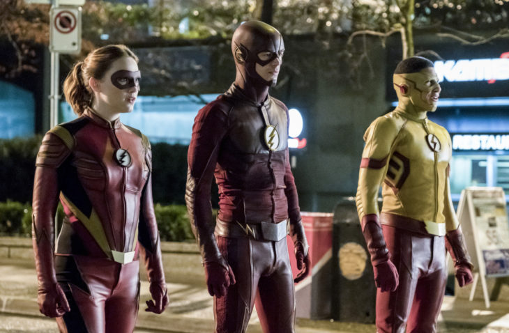 The Flash -- "Attack on Central City" -- FLA314a_0100b.jpg -- Pictured (L-R): Violett Beane as Jesse Quick, Grant Gustin as The Flash and Keiynan Lonsdale as Kid Flash -- Photo: Katie Yu/The CW -- ÃÂ© 2017 The CW Network, LLC. All rights reserved.