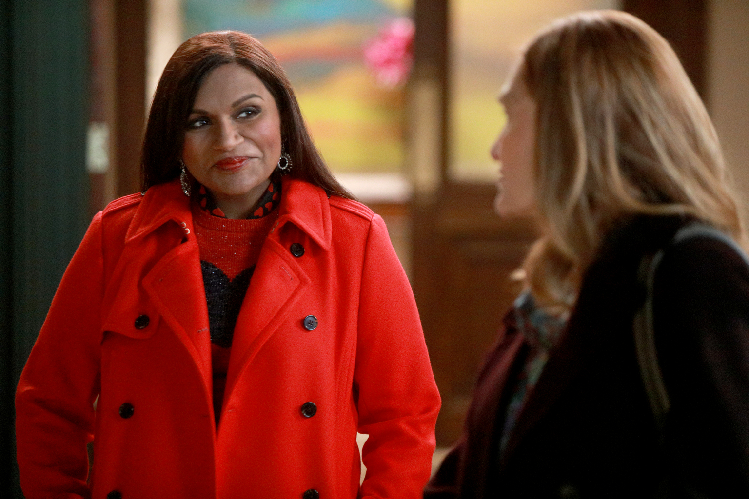 THE MINDY PROJECT -- "'Jeremy & Anna's Meryl Streep Costume Party" Episode 605-- Jeremy's hosting a party the office is actually excited for! Adding to the intrigue, Mindy invites a handsome stranger (Yassir Lester) who has an unexpected interest in Shulman and Associates. Jody competes with a beautiful doctor (Ana Ortiz) after she steals one of his patients. Dr. Mindy Lahiri (Mindy Kaling) and Beverly (Beth Grant), shown. (Photo by: Jordin Althaus/Hulu)