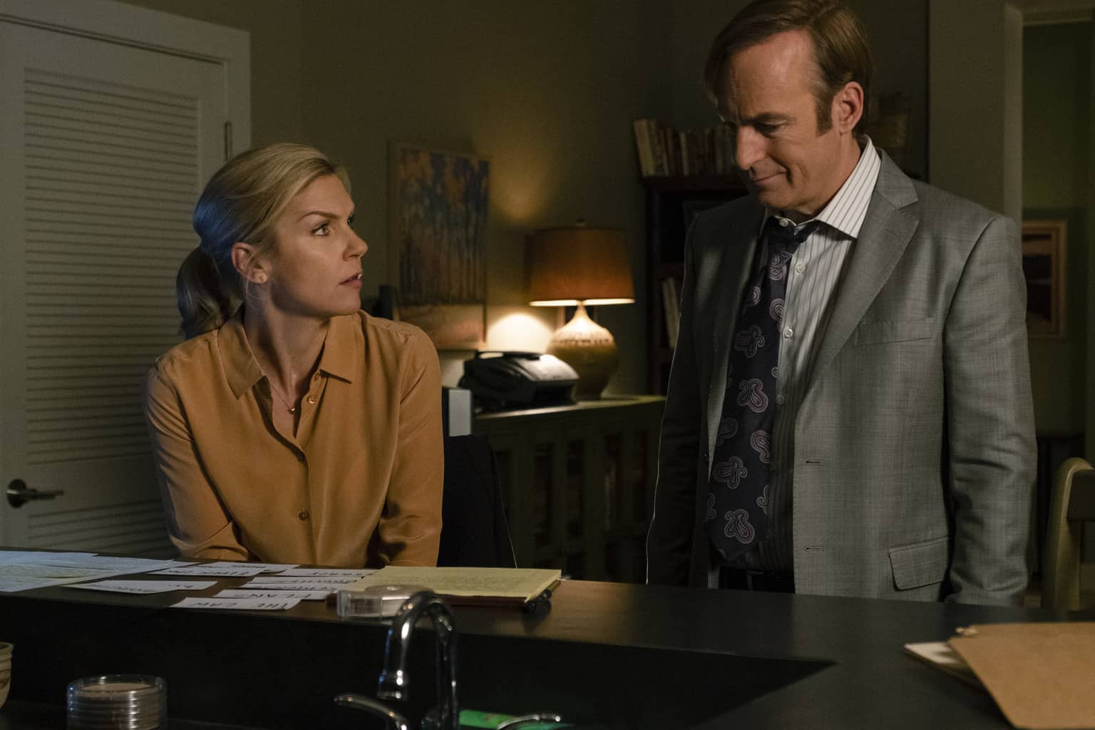 Rhea Seehorn as Kim Wexler, Bob Odenkirk as Jimmy McGill  - Better Call Saul Season 4 Episode 10 Nominees for the 24th Annual Critics’ Choice Awards Announced: The Americans, The Good Place, and More Rhea Seehorn as Kim Wexler,  Bob Odenkirk as Jimmy McGill  - Better Call Saul Season 4 Episode 10