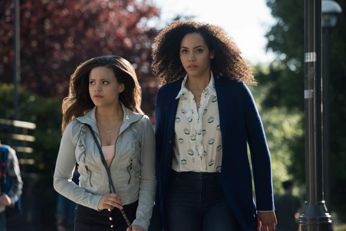 Madeleine Mantock as Macy and Sarah Jeffery as Maggie - Charmed Season 1 Episode 2 - Let This Mother Out | Tell-Tale TV Madeleine Mantock as Macy and Sarah Jeffery as Maggie - Charmed Season 1 Episode 2 - Let This Mother Out