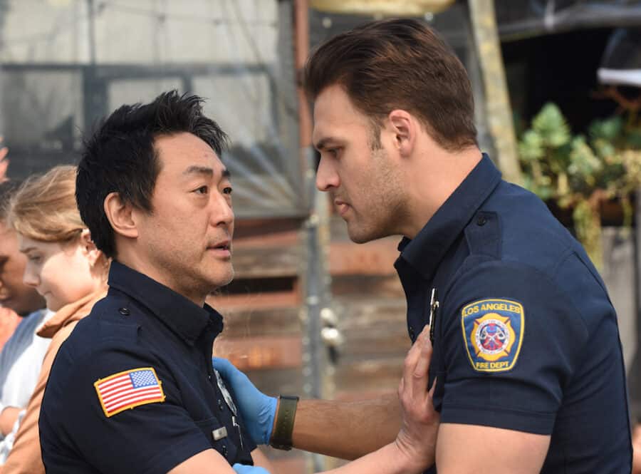 Is Kenneth Choi Leaving 9 1 1 9-1-1 Season 2 Episode 17 – Ryan Guzman as Eddie Diaz and Kenneth Choi