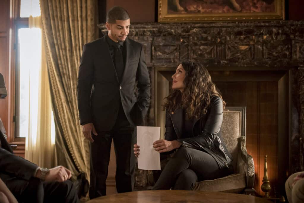 Arrow Season 8 Episode 1 - Rick Gonzalez as Rene Ramirez/Wild Dog and Juliana Harkavy as Dinah Drake/Black Canary