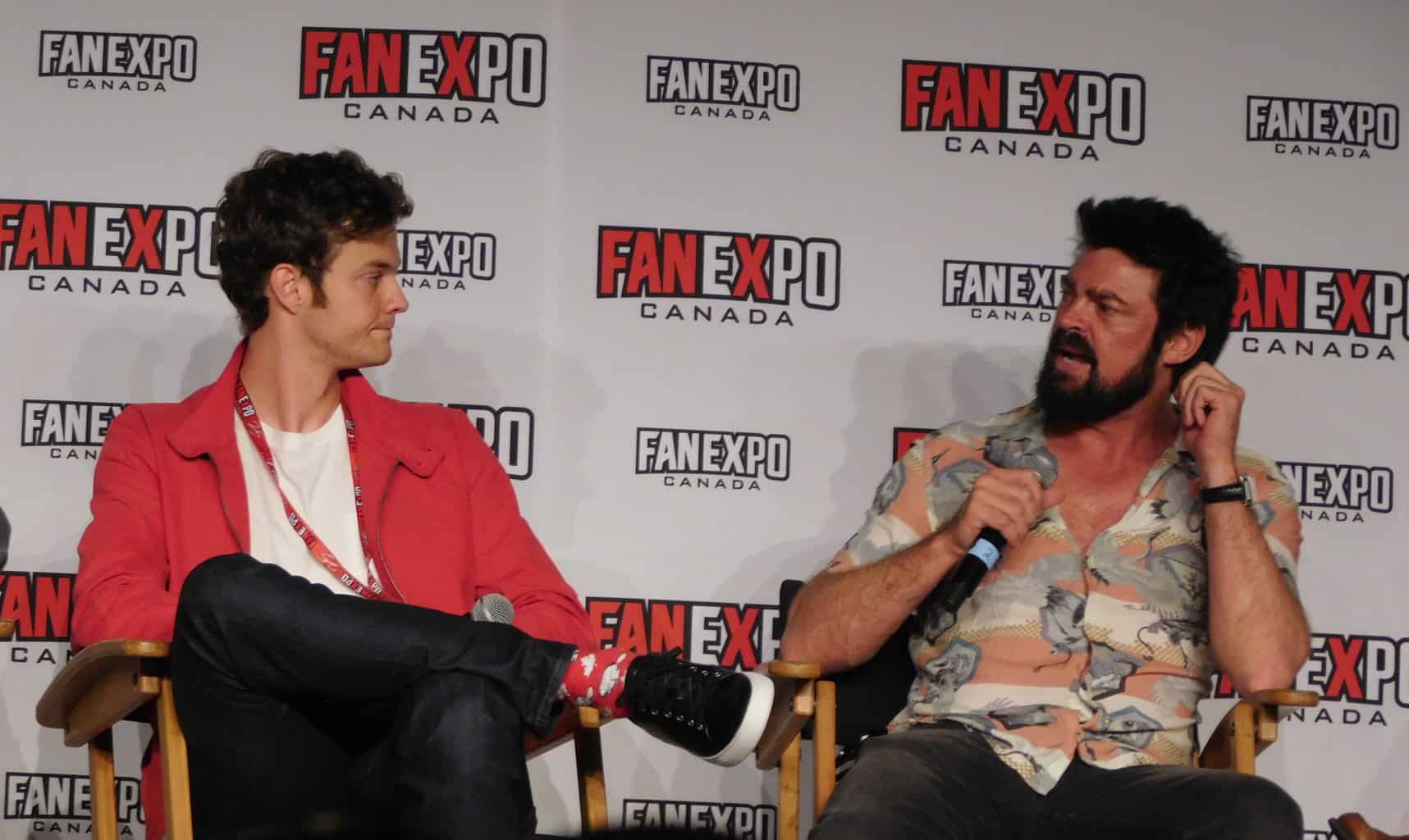 The Boys - Fan Expo Canada 2019: Karl Urban (Billy Butcher), Jack Quaid (Hughie Campbell) (Photo Credit: Alicia Gilstorf/Tell-Tale TV)