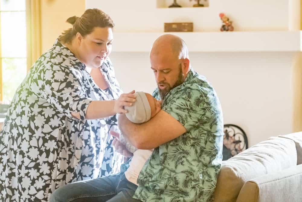 This Is Us Season 4 Episode 2 - Chrissy Metz as Kate, Baby Jack, Chris Sullivan as Toby
