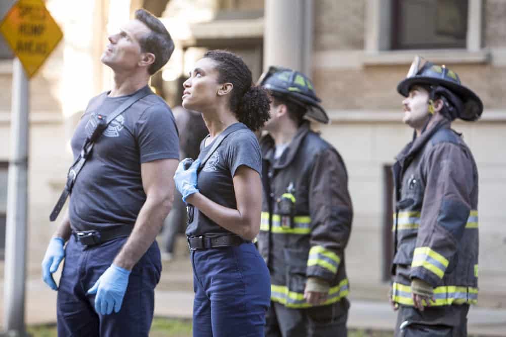 Chicago Fire Season 8 Episode 2 - Austin Peck as Collins, Annie Ilonzeh as Emily Foster