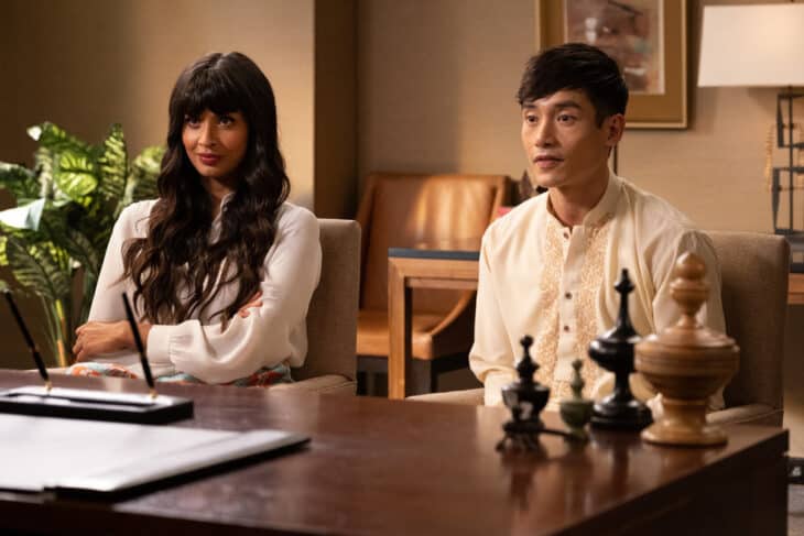The Good Place Season 4 Episode 6 - Jameela Jamil as Tahani Al-Jamil, Manny Jacinto as Jason