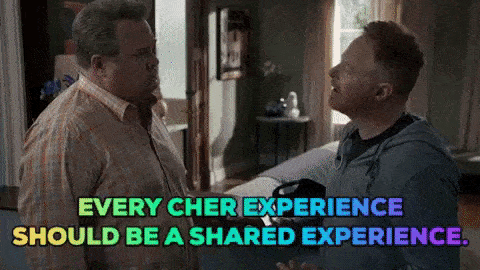 ezgif.com-video-to-gif | Tell-Tale TV Modern Family GIF - Every Cher experience should be a shared experience