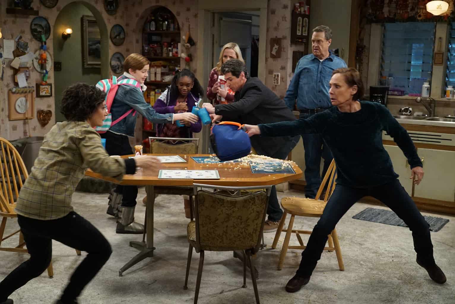 SARA GILBERT, AMES MCNAMARA, JAYDEN REY, MICHAEL FISHMAN, JOHN GOODMAN, LAURIE METCALF Preview — The Conners Season 2 Episode 9: Smoking Penguins and Santa on Santa Action - Part 3