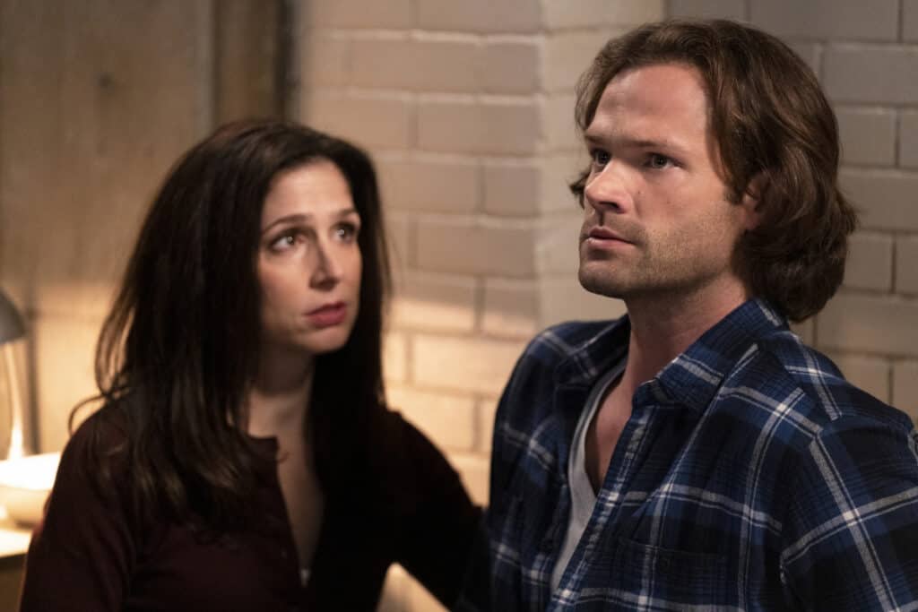 Supernatural Season 15 episode 7 - Shoshannah Stern as Eileen Leahy and Jared Padalecki as Sam