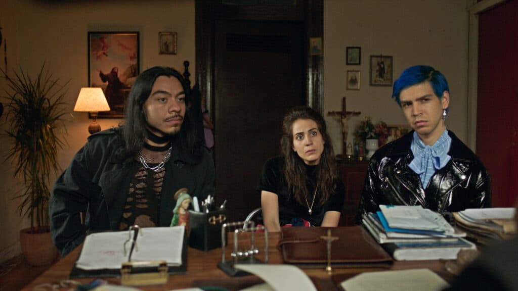 Los Espookys Season 1, episode 1 (debut 6/14/19): Bernardo Velasco, Cassandra Ciangherotti, Julio Torres. photo: HBO | Tell-Tale TV Los Espookys Season 1, episode 1 (debut 6/14/19): Bernardo Velasco, Cassandra Ciangherotti, Julio Torres. photo: HBO