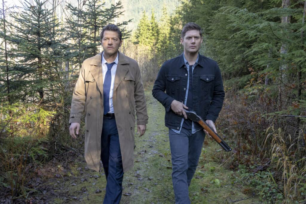 Supernatural Season 15 Episode 9 - Misha Collins as Castiel and Jensen Ackles as Dean