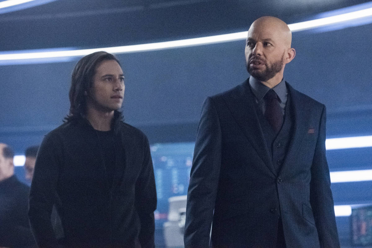 Supergirl Season 5 Episode 11 - Jesse Rath as Brainiac-5 and Jon Cryer as Lex Luthor