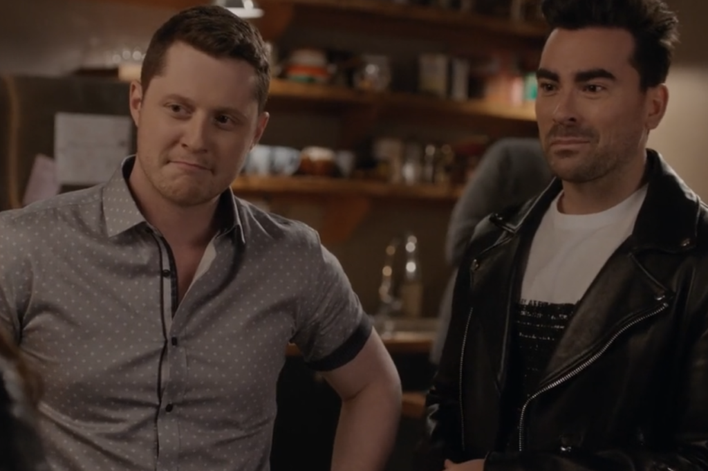 Schitt’s Creek Season 6 Episode 6 Patrick (Noah Reid), David (Dan