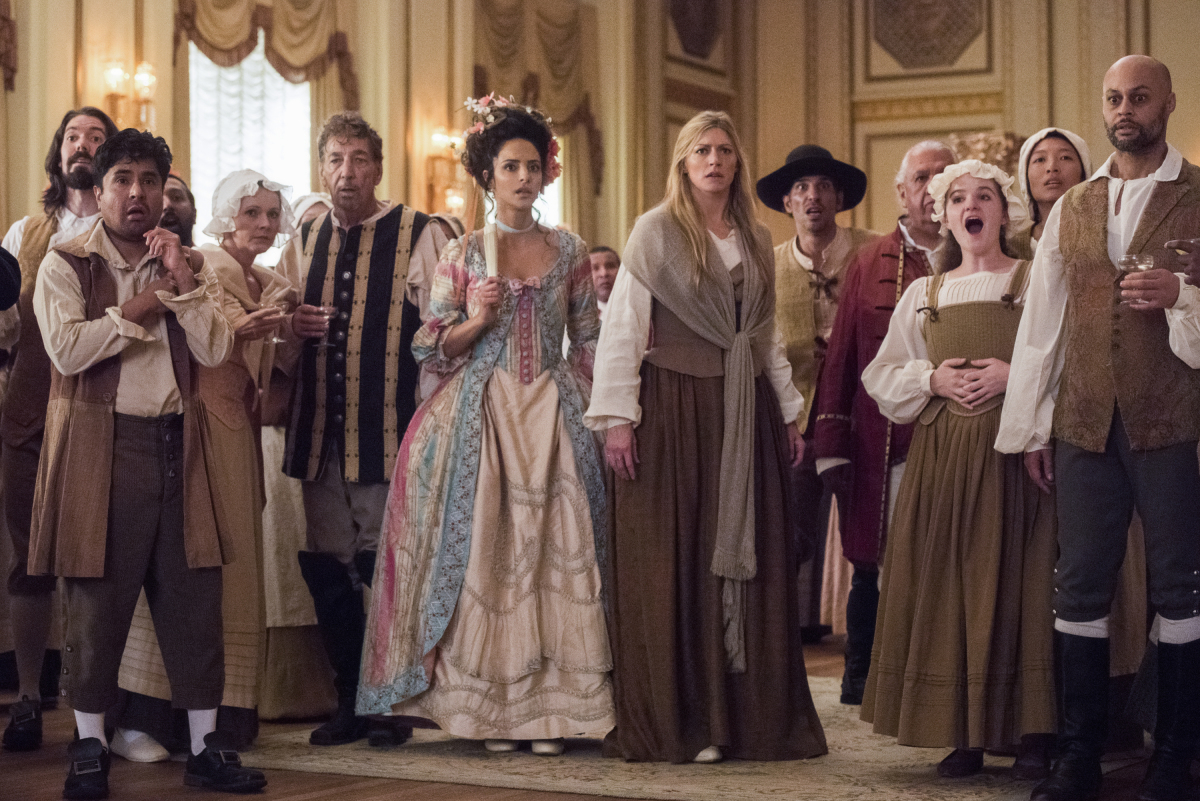 DC's Legends of Tomorrow Season 5 Episode 5, "A Head of Her Time" Pictured (L-R): Tala Ashe as Zari and Jes Macallan as Ava Sharpe