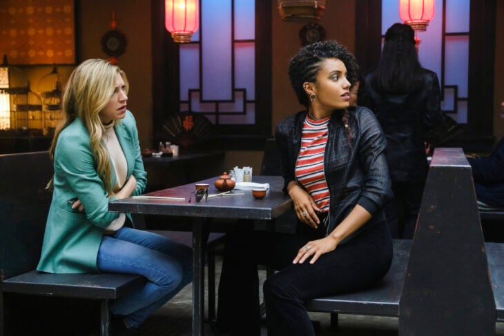 Legends Of Tomorrow Season 5 Episode 6, "Mortal Khanbat" Pictured (L-R): Jes Macallan as Ava Sharpe and Maisie Richardson-Sellers as Charlie