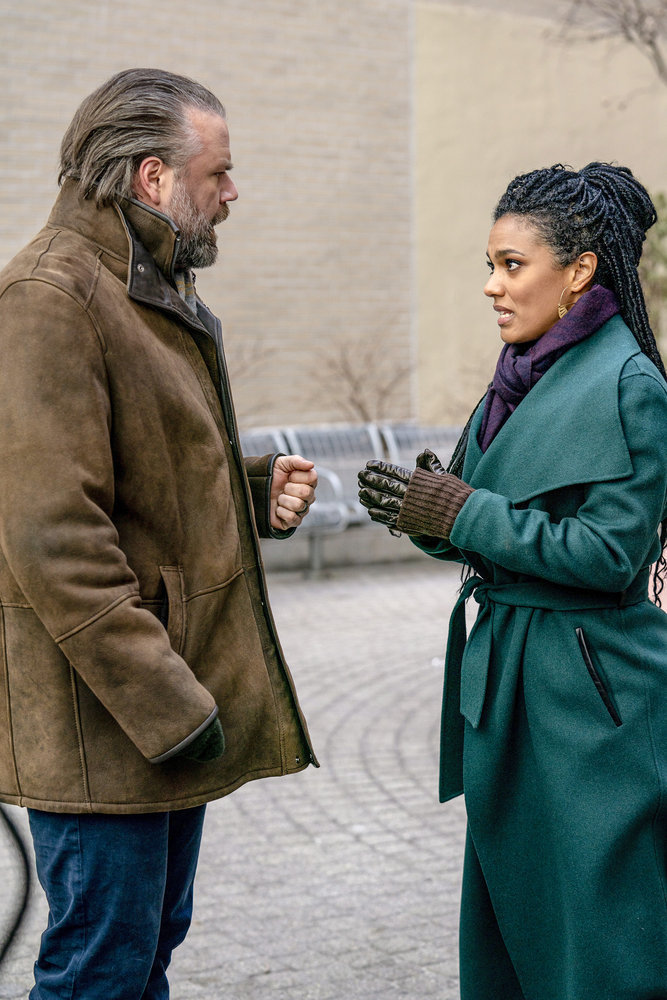 New Amsterdam Season 2 Episode 14, "Sabbath" Pictured: (l-r) Tyler Labine as Dr. Iggy Frome, Freema Agyeman as Dr. Helen Sharpe