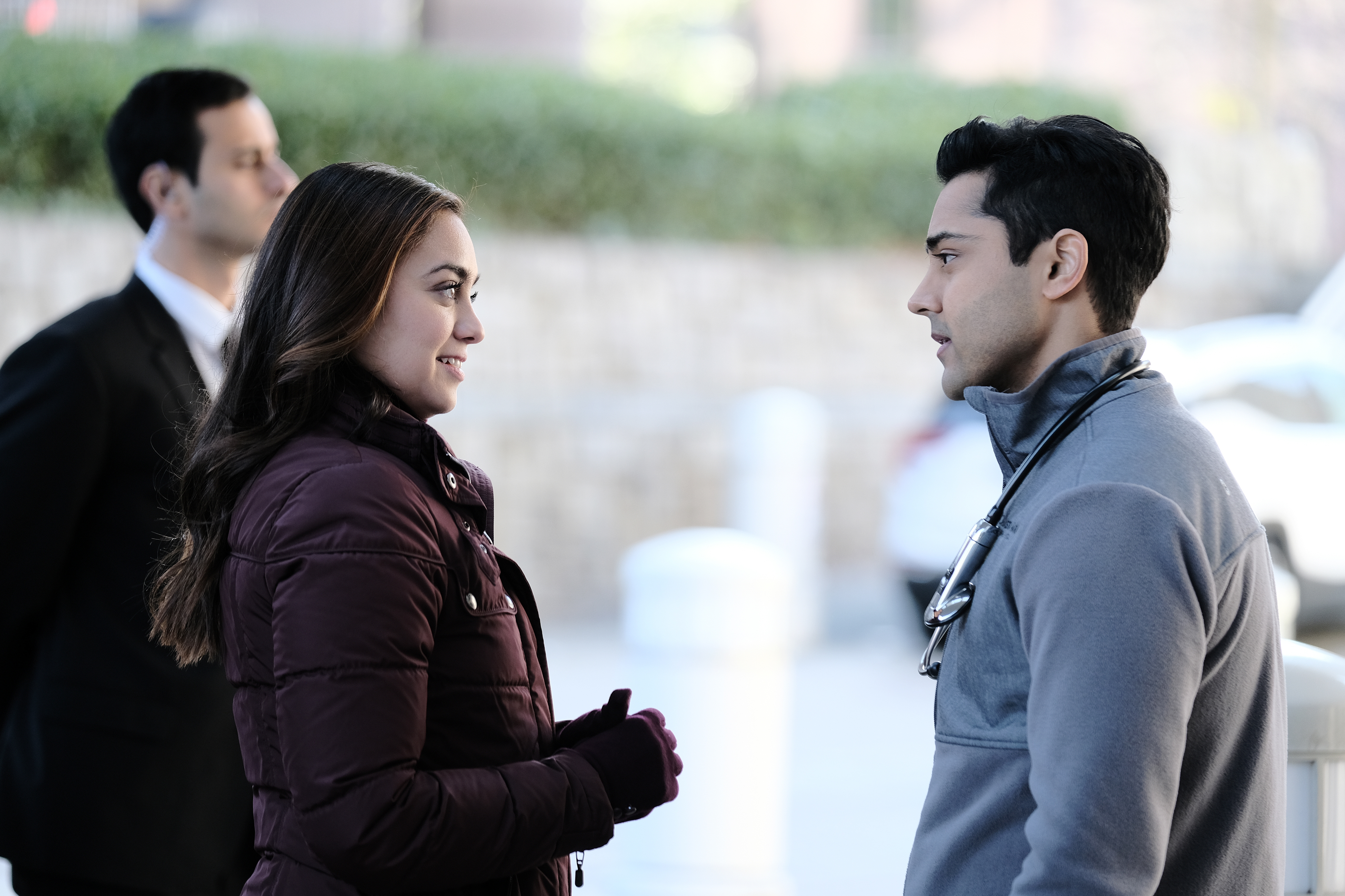 The Resident Season 3 Episode 16, "Reverse Cinderella" Pictured: L-R: Guest star Shazi Raja and Manish Dayal