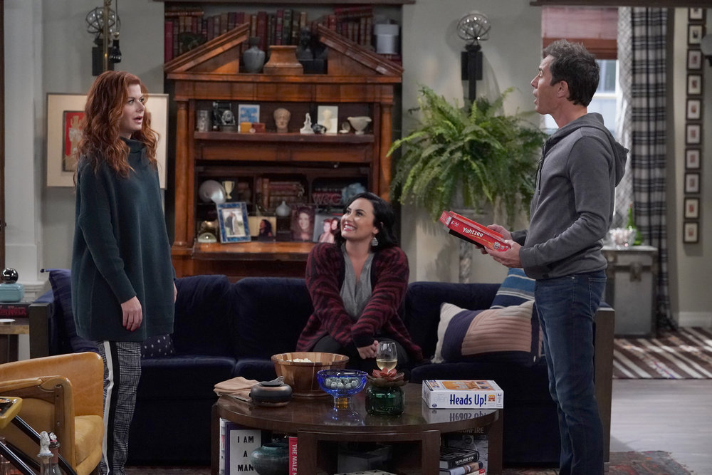 Will & Grace Season 3 Episode 13, "The Favourite" Pictured: (l-r) Debra Messing as Grace Adler, Demi Lovato as Jenny, Eric McCormack as Will Truman | Tell-Tale TV Will & Grace Season 3 Episode 13, "The Favourite" Pictured: (l-r) Debra Messing as Grace Adler, Demi Lovato as Jenny, Eric McCormack as Will Truman