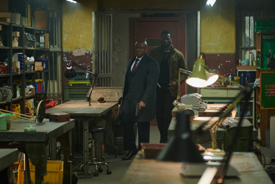 Sope Dirisu as Elliot Finch, Lucian Msamati as Ed Dumani - Gangs of London Season 1 Episode 3 | Tell-Tale TV Sope Dirisu as Elliot Finch, Lucian Msamati as Ed Dumani - Gangs of London Season 1 Episode 3