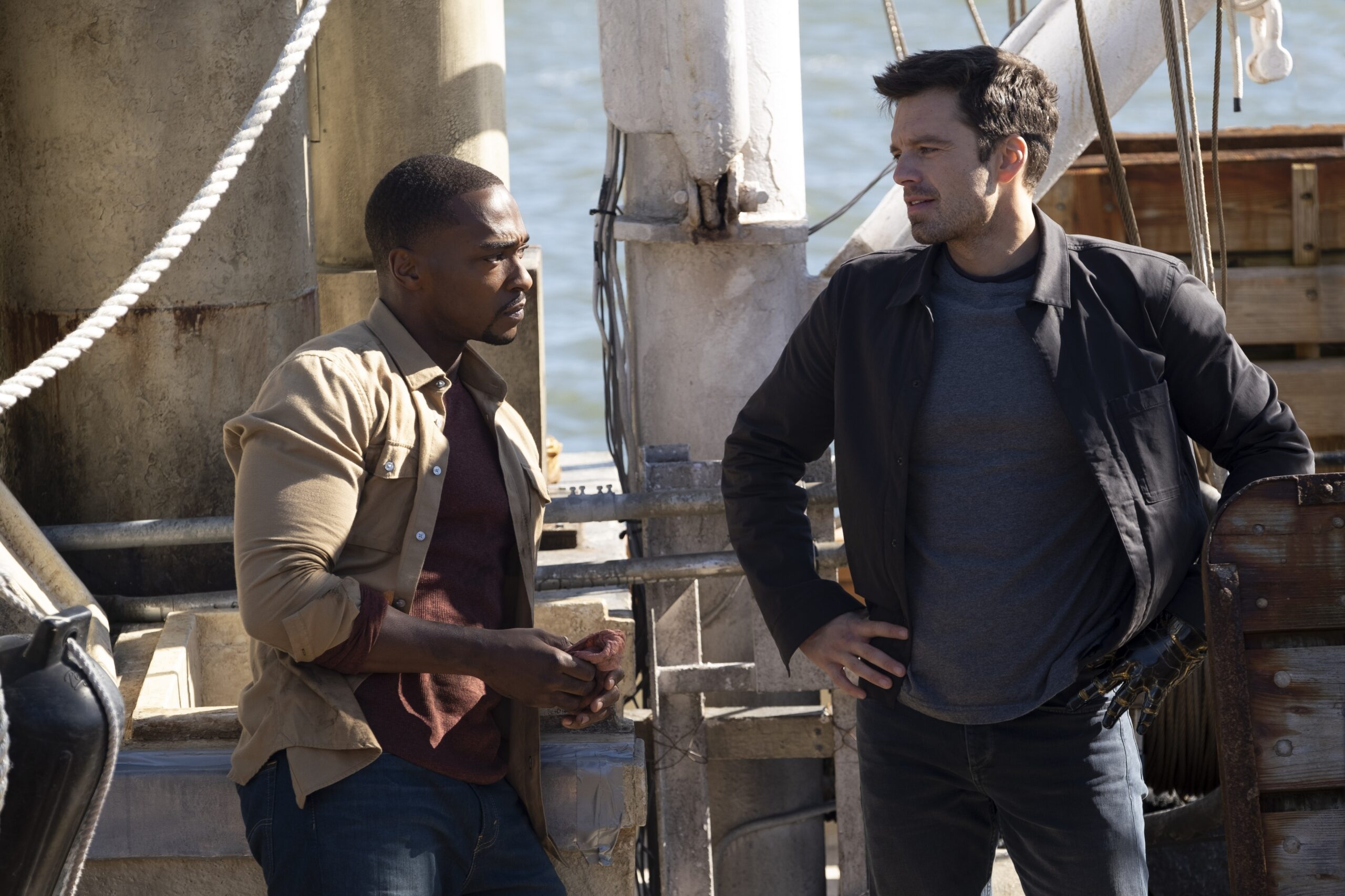 The Falcon and the Winter Soldier - Anthony Mackie as Falcon/Sam Wilson, Sebastian Stan as Winter Soldier/Bucky Barnes