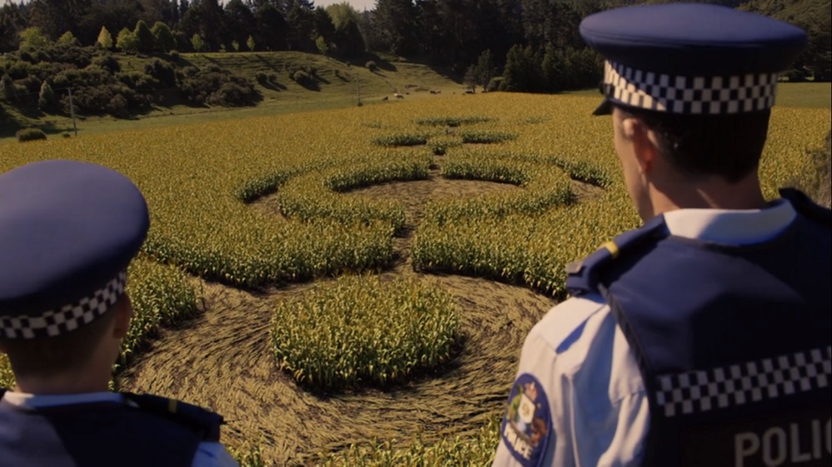 Still of a crop circle in Wellington Paranormal.