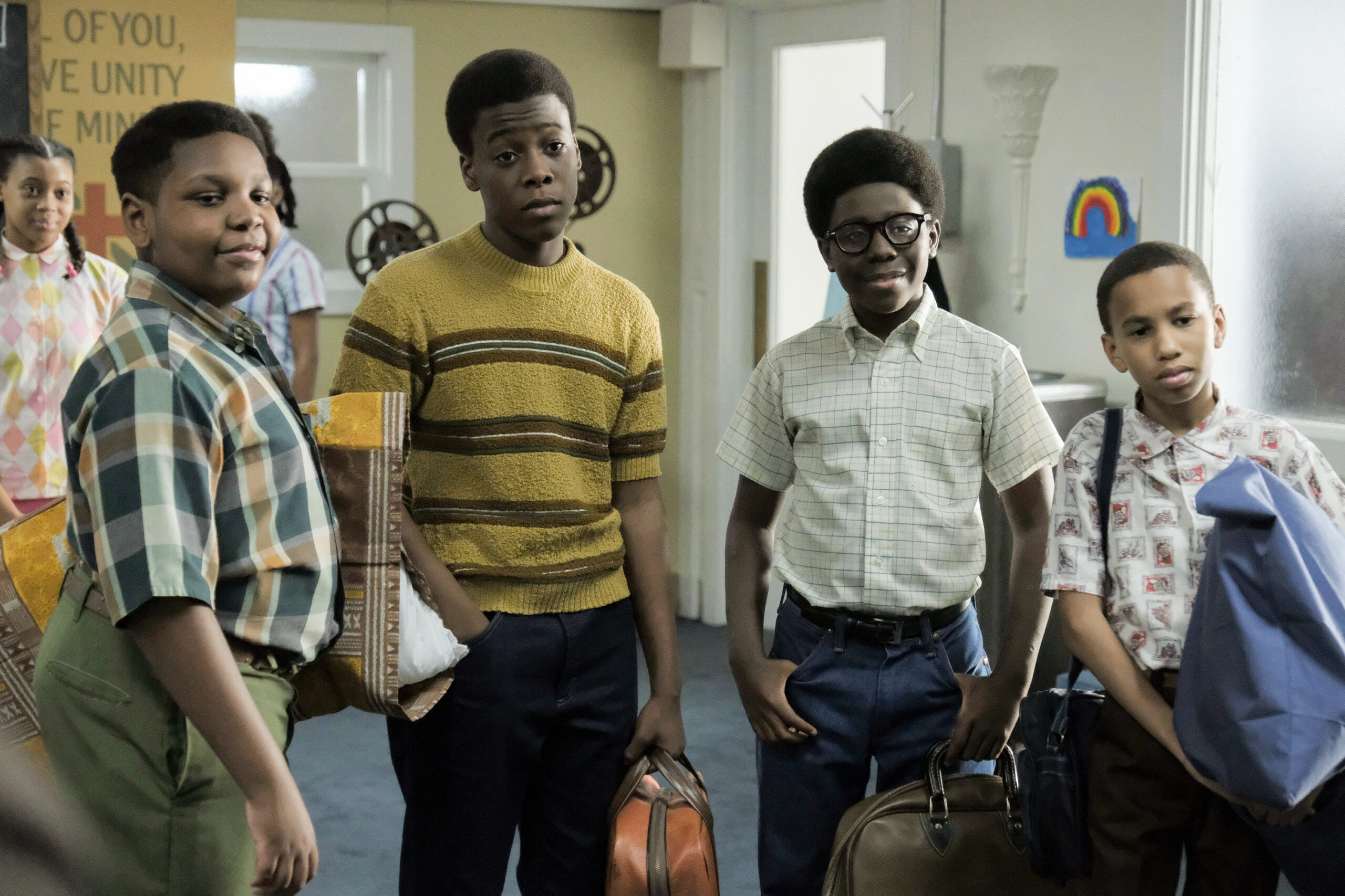 The Wonder Years Season 1 Episode 5 The Lock In | Tell-Tale TV Still of Andrew Tull, Amari O'Neil, Elisha Williams and Caleb Black in The Wonder Years Season 1 Episode 5 "The Lock In"