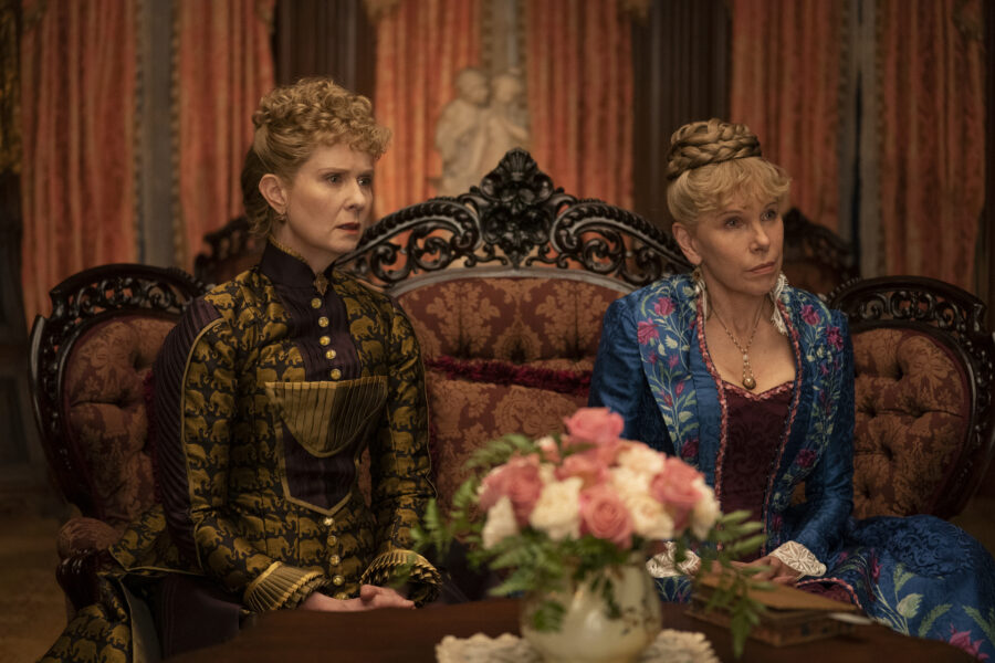 The Gilded Age Season 1 Episode 8 - Cynthia Nixon and Christine Baranski | Tell-Tale TV Ada Brook and Agnes van Rhijn look concerned in The Gilded Age Season 1 Episode 8 "Tucked Up in Newport"