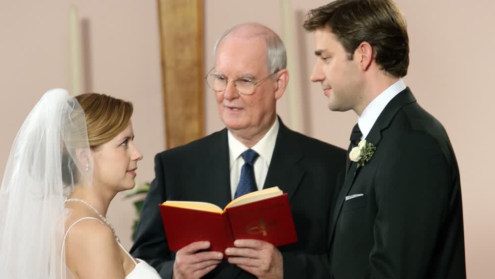 1000 | Tell-Tale TV Jim and Pam at their wedding in The Office Season 6 Episode 5 "Niagara"