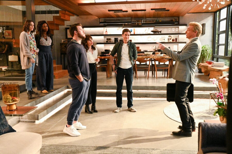 HOME ECONOMICS Season 2 Episode 21 “Book Deal, Terms Negotiable” CAITLIN MCGEE, SASHEER ZAMATA, JIMMY TATRO, KARLA SOUZA, TOPHER GRACE, RHYS DARBY