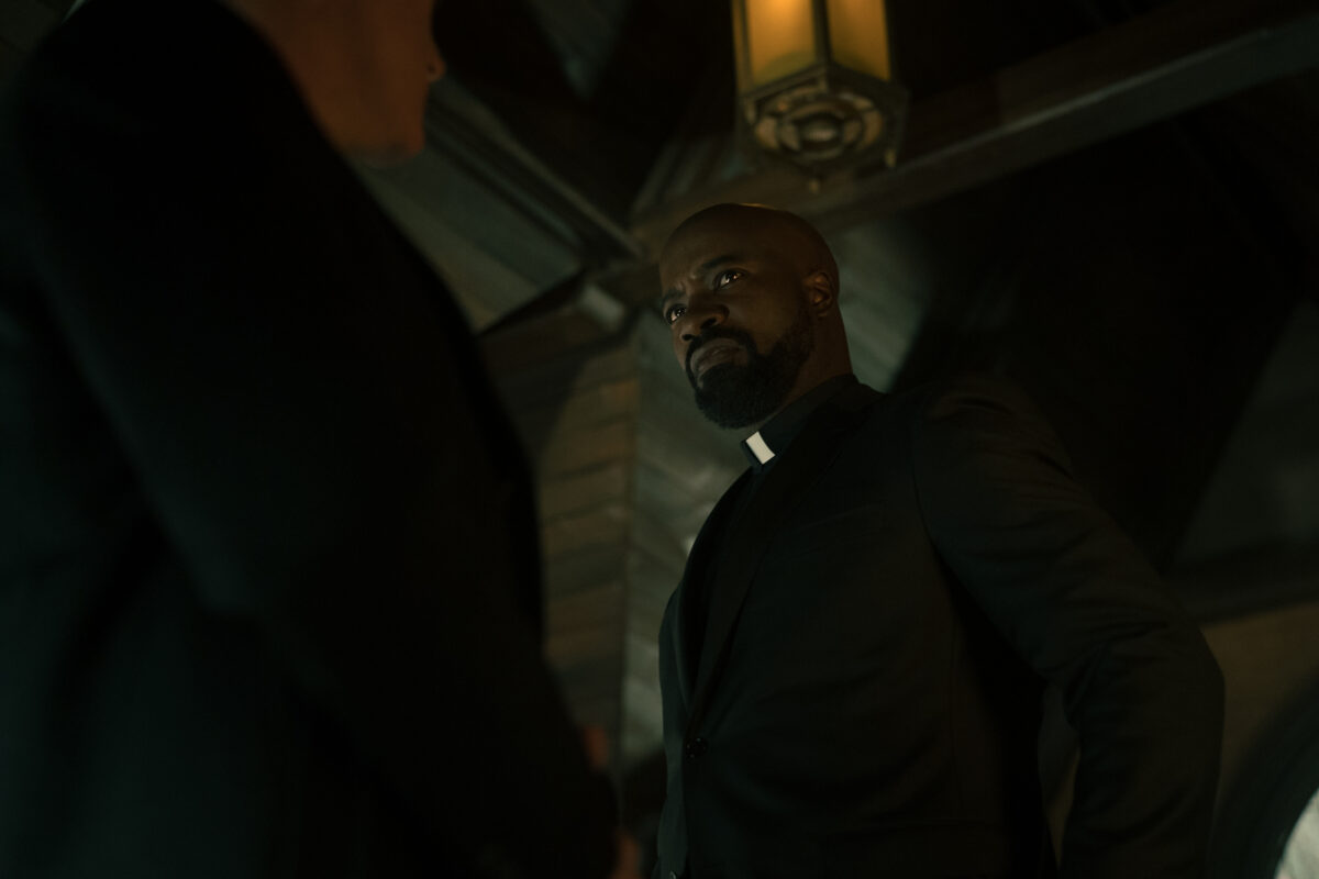 Andrea Martin as Sister Andrea and Mike Colter as David Acosta - The Demon of the Road | Tell-Tale TV Andrea Martin as Sister Andrea and Mike Colter as David Acosta - The Demon of the Road