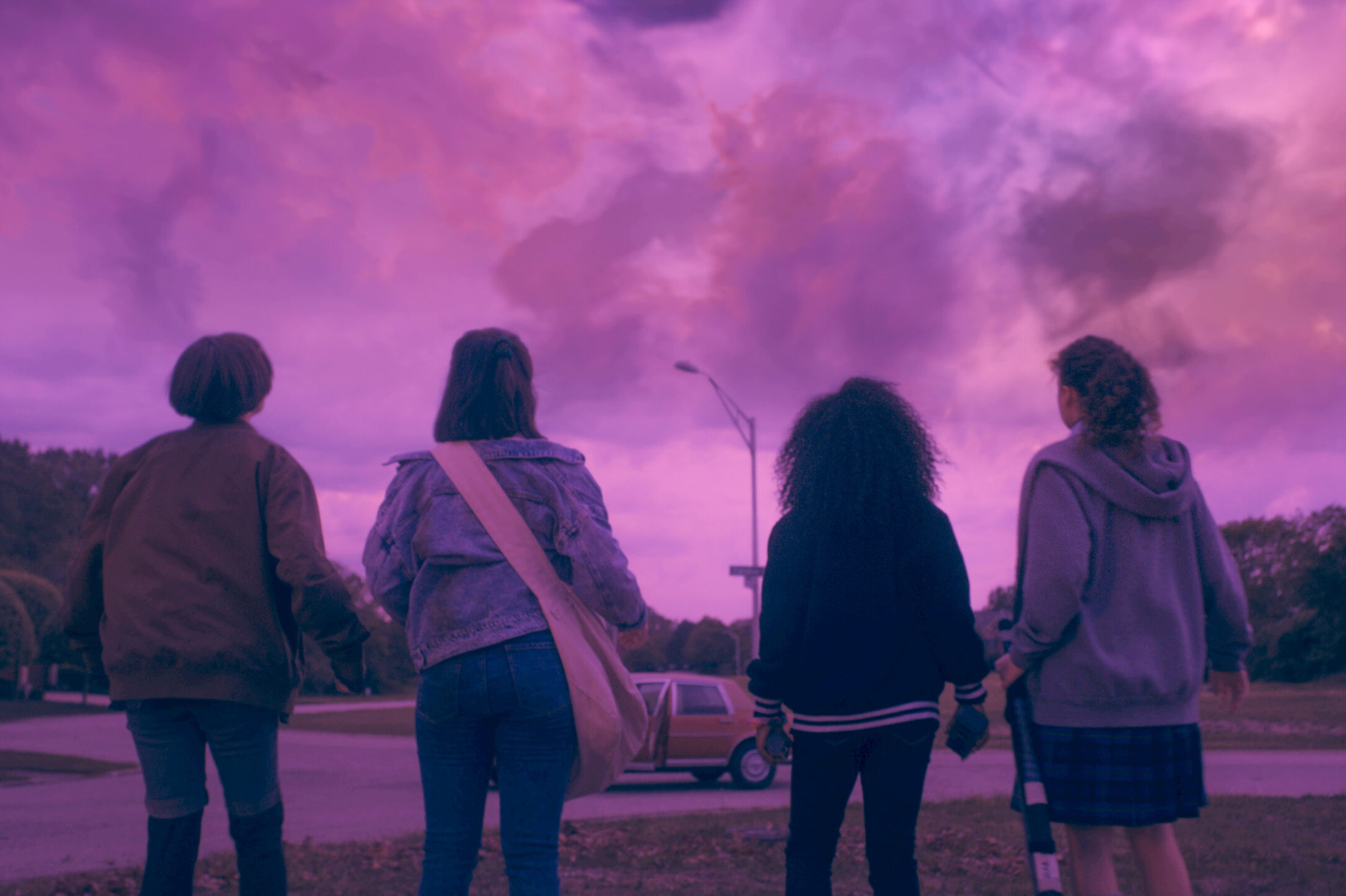 Paper Girls -- Sofia Rosinsky (Mac Coyle), Riley Lai Nelet (Erin Tieng), Camryn Jones (Tiffany Quilkin), Fina Strazza (KJ Brandman) | Tell-Tale TV Paper Girls -- Sofia Rosinsky (Mac Coyle), Riley Lai Nelet (Erin Tieng), Camryn Jones (Tiffany Quilkin), Fina Strazza (KJ Brandman)