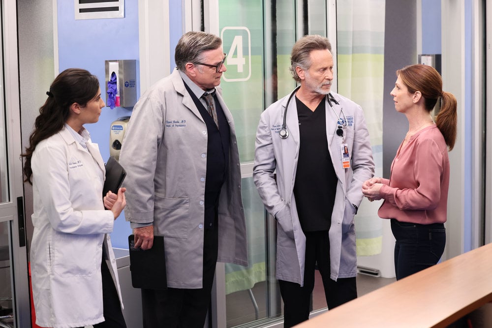 Chicago Med - Season 8 Episode 3 - Lilah Richcreek Estrada, Oliver Platt, and Steven Weber