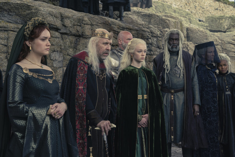 House of the Dragon Season 1 Episode 7 - Olivia Cooke, Paddy Considine, Evie Allen, Steve Toussaint, Eve Best, and Shani Smethurst