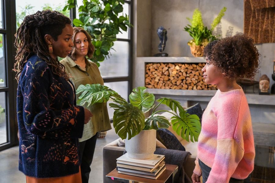 HOME ECONOMICS Season 3 Episode 5, “Live With Kelly and Ryan Hoodie, Complimentary” (L-R) SASHEER ZAMATA, CAITLIN MCGEE, JORDYN CURET