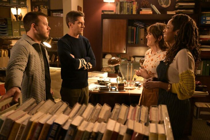 HOME ECONOMICS Season 3 Episode 6, “Novel Signed by Author, $22.19” (L-R) JIMMY TATRO, TOPHER GRACE, KARLA SOUZA, SASHEER ZAMATA