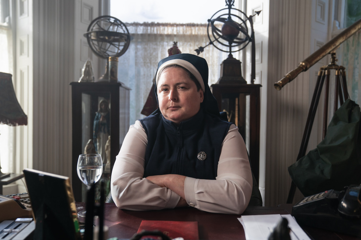 Sister Michael at her desk in Derry Girls Season 3