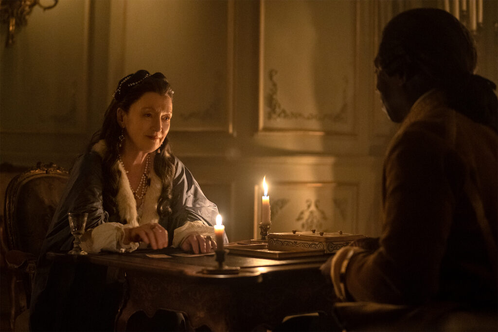 Dangerous Liaisons _Episode 101_Love or War_Left to Right: Lesley Manville ("Madame de Merteuil"), Hakeem Kae-Kazim