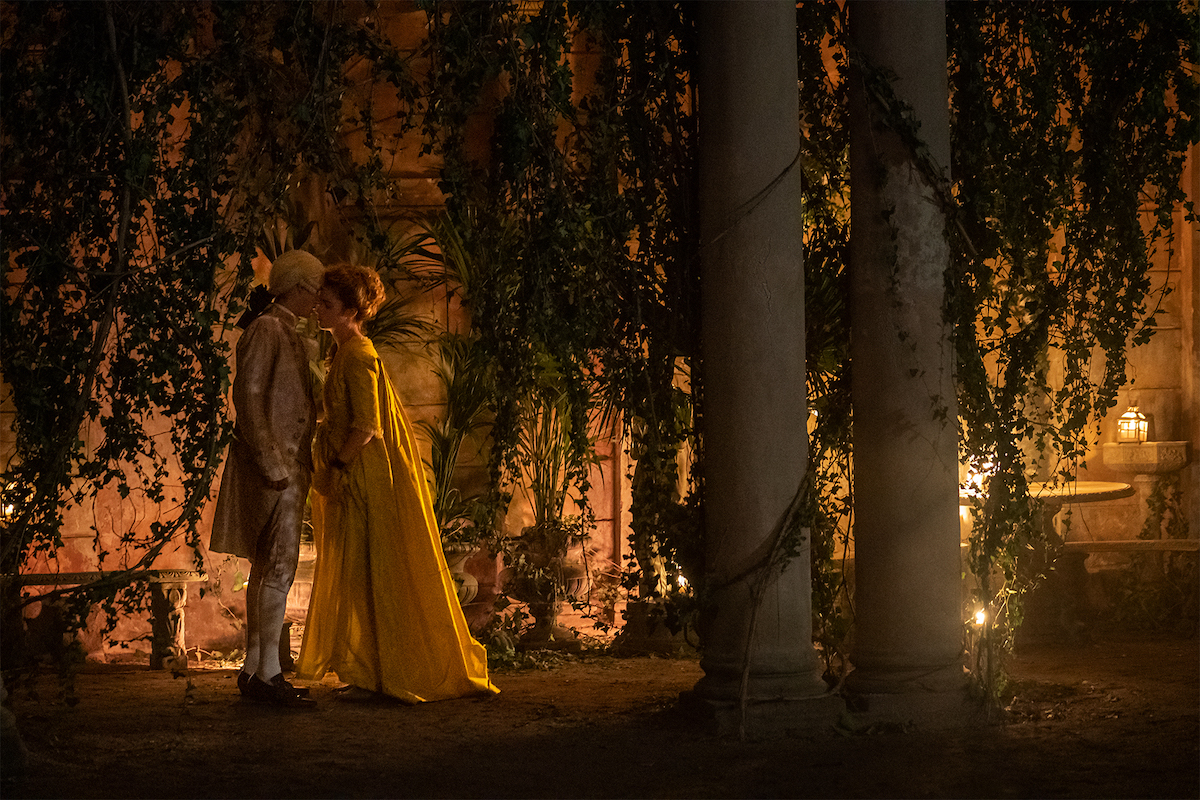 Dangerous Liaisons Season 1 2022 | Tell-Tale TV Dangerous Liaisons _Episode 102_ Conquer or Die_Left to Right: Nicholas Denton ("Pascal Valmont"), Alice Englert ("Camille")