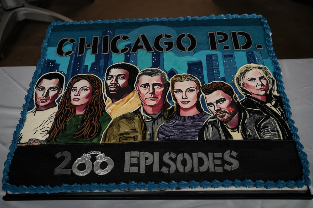 Chicago P.D. The 200th episode celebration cake on set  Chicago P.D. Celebrates 200 Episodes! (Photos)