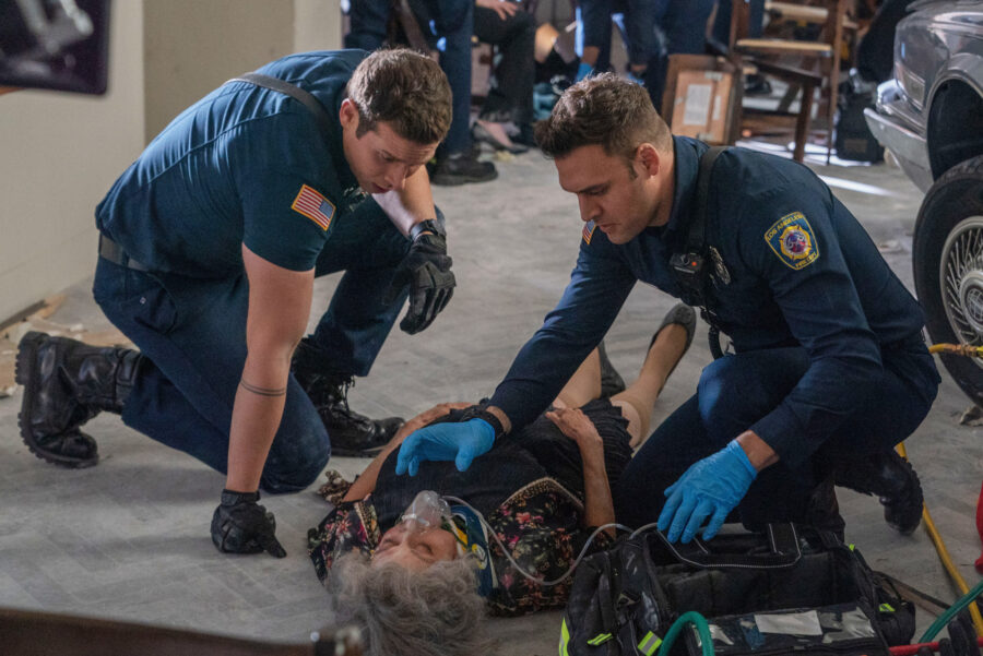 9-1-1 Season 6 Episode 15 - Oliver Stark, Lynn Milgrim and Ryan Guzman | Tell-Tale TV 9-1-1 Season 6 Episode 15 - Oliver Stark, Lynn Milgrim and Ryan Guzman