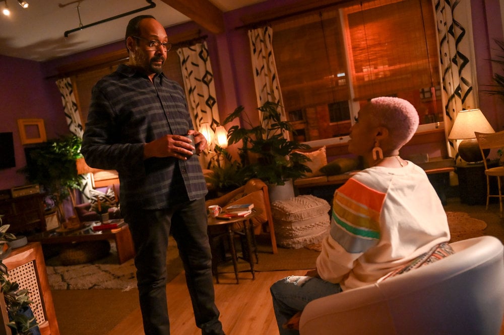 Still from the Irrational Season 1 Episode 2. Pictured: (l-r) Jesse L. Martin as Alec Mercer, Travina Springer as Kylie