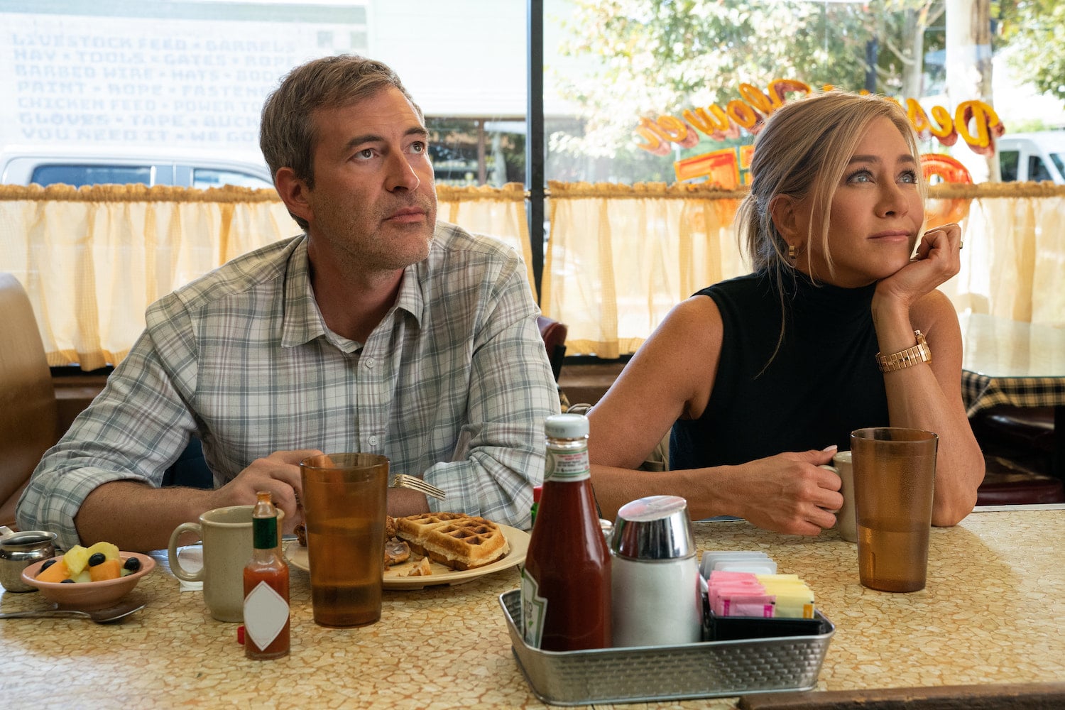 Jennifer Aniston and Mark Duplass in "The Morning Show" Season 3