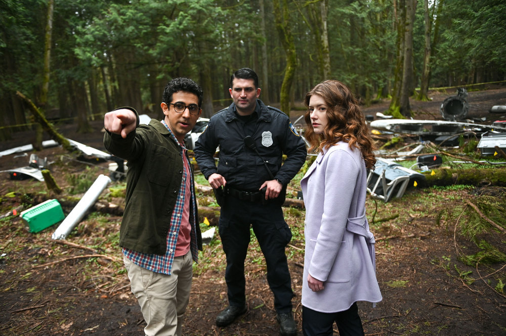 Still from The Irrational Season 1 Episode 3 of Arash DeMaxi as Rizwan, Molly Kunz as Phoebe pictured from left to right